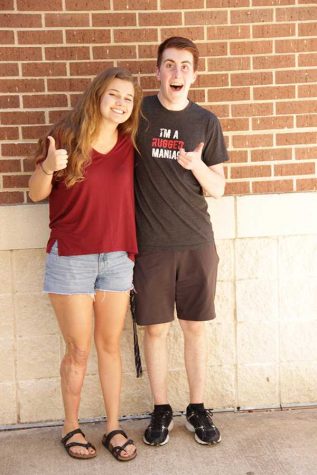 Stella Vinella and Danny Mahoney give a thumbs up to their win for Most Likely to Brighten Your Day.